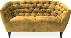 Ria 2 személyes kanapé, mustársárga velúr, fekete fa láb