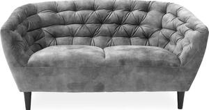 Ria 2 személyes kanapé, szürke velúr, fekete fa láb