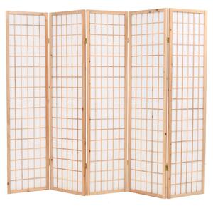 VidaXL 5 paneles, természetes, japán stílusú paraván 200 x 170 cm