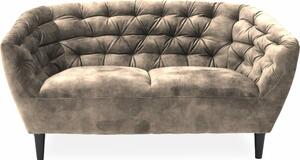 Ria 2 személyes kanapé, bézs velúr, fekete fa láb