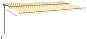 VidaXL sárga és fehér kézzel kihúzható napellenző póznákkal 6 x 3,5 m