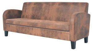 VidaXL háromszemélyes barna művelúr kanapé