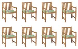 VidaXL 8 db tömör tíkfa kerti szék levélmintás párnával