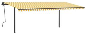 VidaXL sárga-fehér automata szélérzékelős és LED-es napellenző 6x3,5 m