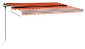 VidaXL narancs és barna kézzel kihúzható LED-es napellenző 450 x 350cm