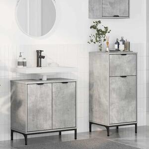 Fürdőszoba bútor szett 2 pcs Beton Szürke Mérnöki fa és fém
