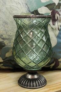 Zöld csésze alakú rusztikus gyertyatartó 22cm