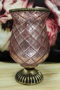 Rózsaszín csésze alakú rusztikus gyertyatartó 22cm