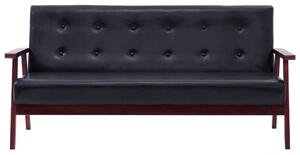 VidaXL háromszemélyes fekete műbőr kanapé
