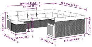 VidaXL 12 részes fekete polyrattan kerti ülőgarnitúra párnákkal
