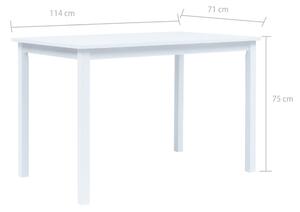 VidaXL fehér tömör gumifa étkezőasztal 114 x 71 x 75 cm