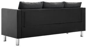 VidaXL háromszemélyes fekete-sötétszürke műbőr kanapé