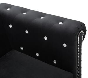 VidaXL fekete 2 személyes bársony Chesterfield kanapé 146 x 75 x 72 cm