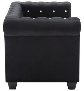 VidaXL fekete 2 személyes bársony Chesterfield kanapé 146 x 75 x 72 cm