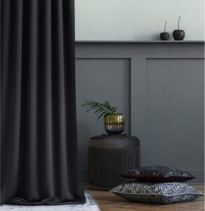 Egyszínű fekete luxusfüggöny fűzőlyukakkal, 140 x 280 cm