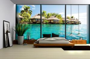 Poszter tapéta Bahamák - kilátás az ablakból vlies 208 x 146 cm vlies 208 x 146 cm