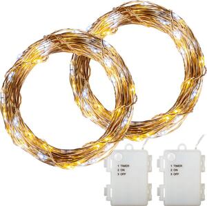 VOLTRONIC® LED lánc 2x 50 LED Fehér mix + elem