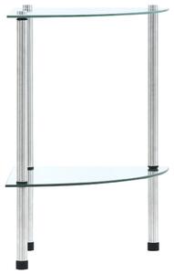VidaXL 2 szintes átlátszó edzett üveg polc 30 x 30 x 47 cm