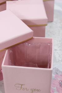 Rózsaszín kocka alakú díszdoboz 8cm 6db