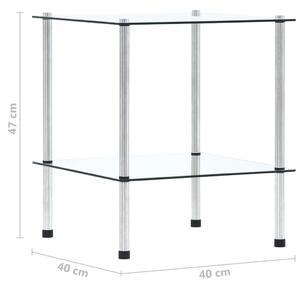 VidaXL 2 szintes átlátszó edzett üveg polc 40 x 40 x 47 cm