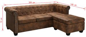VidaXL L-alakú barna művelúr Chesterfield kanapé