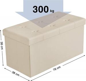 Tárolópad kényelmes üléssel bézs 76 x 38 x 38 cm BC FUR1624-1