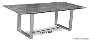 Massziv24 - METALL asztal 200x100cm, masszív akác