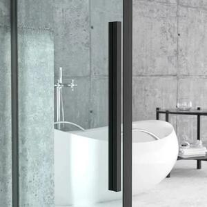 Diplon 90x90 cm fekete szögletes két tolóajtós zuhanykabin, 6 mm edzett füstüveggel, 195 cm magas