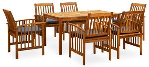 3058089 7 piece garden dining set with cushions solid acacia wood (45962+2x312131)