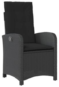 VidaXL 5 részes fekete polyrattan kerti étkezőgarnitúra párnákkal