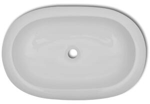 VidaXL ovális fehér fürdőszobai kerámia mosdókagyló keverőcsappal