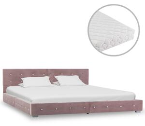 VidaXL rózsaszín bársonyágy matraccal 160 x 200 cm