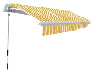 VidaXL kézi működtetésű összecsukható napellenző, sárga-fehér, 300 cm