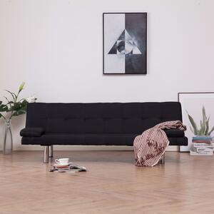 VidaXL 282189 Sofa Bed with Two Pillows Black Polyester