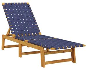VidaXL Akácfa Napozóágy - Sötétkék Szövet - 157cm