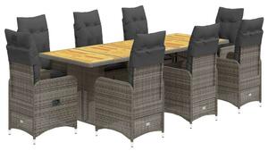 VidaXL Polyrattan Kerti Bútor - 8 Személyes Bisztró Szett - Szürke