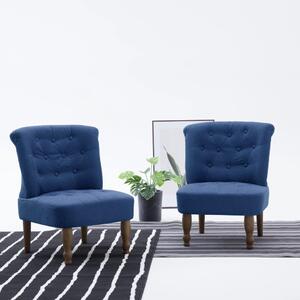 VidaXL 2 db kék szövetkárpitozású francia szék