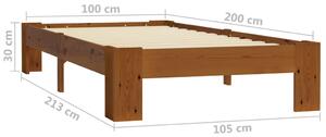VidaXL világosbarna tömör fenyőfa ágykeret 100 x 200 cm
