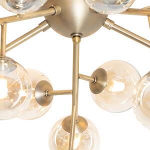 Modern mennyezeti lámpa bronz borostyánsárga üveggel 20 lámpa - Bianca
