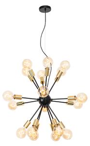 Modern függőlámpa fekete, arany 18-as lámpákkal - Juul
