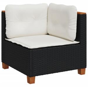 VidaXL 5 részes fekete polyrattan kerti kanapészett párnákkal