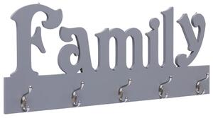 VidaXL szürke "FAMILY" feliratú fali fogas 74 x 29,5 cm