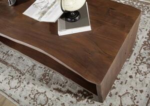 Massziv24 - WOODLAND Dohányzóasztal s policou 150x70 cm, sötétbarna, akác