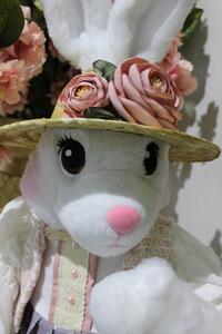 Krém-rózsaszín nyuszilány kalappal 60cm