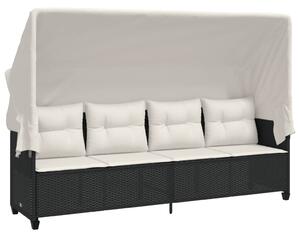 VidaXL 5 részes fekete polyrattan kerti kanapészett párnákkal
