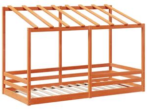 VidaXL viaszbarna tömör fenyőfa gyerekágy tetővel 90 x 200 cm