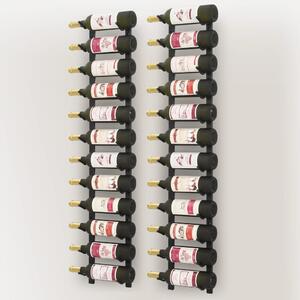 VidaXL 2 db fekete vas falra szerelhető bortartó állvány 24 palacknak