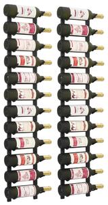 VidaXL 2 db fekete vas falra szerelhető bortartó állvány 24 palacknak