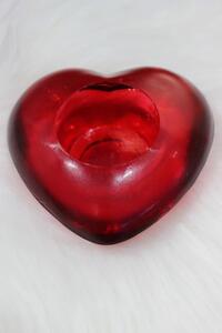 Piros szív alakú üveg mécsestartó