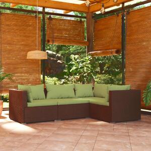 4-részes barna polyrattan kerti ülőgarnitúra párnákkal